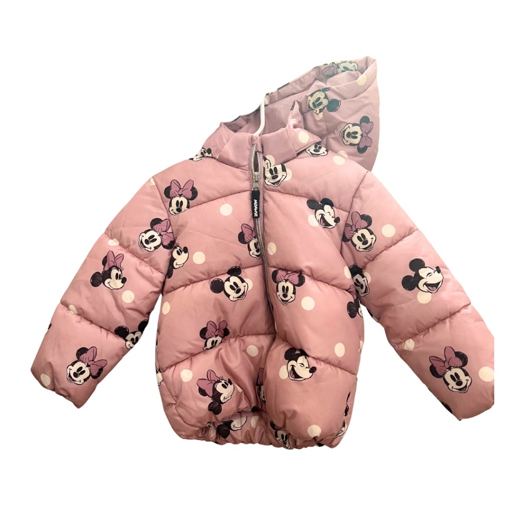 Pink Mickey Mouse & Minnie Mouse Toddler Puffy Jacket